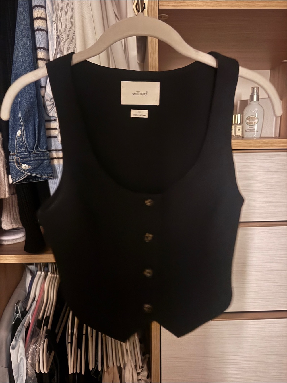 Wilfred Black Button-Front Sleeveless Bodysuit